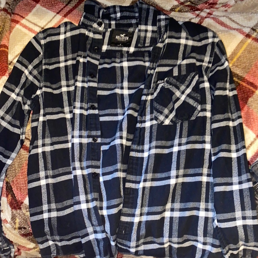 Like-new, Black & White Hollister Flannel. Unisex, Size M.